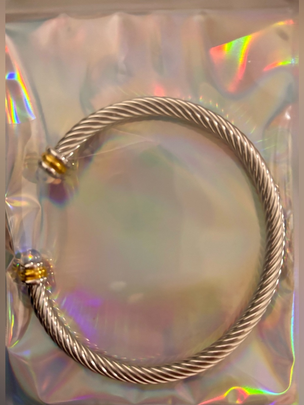 NWT Silver and Blue Topaz Classic Cable Cuff Bracelet Yurman - Picture 4 of 6